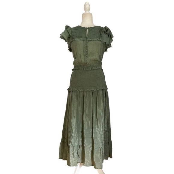 SEA New York Cecile Short Sleeve Smocked Dress in Jade NWOT - Picture 3 of 5